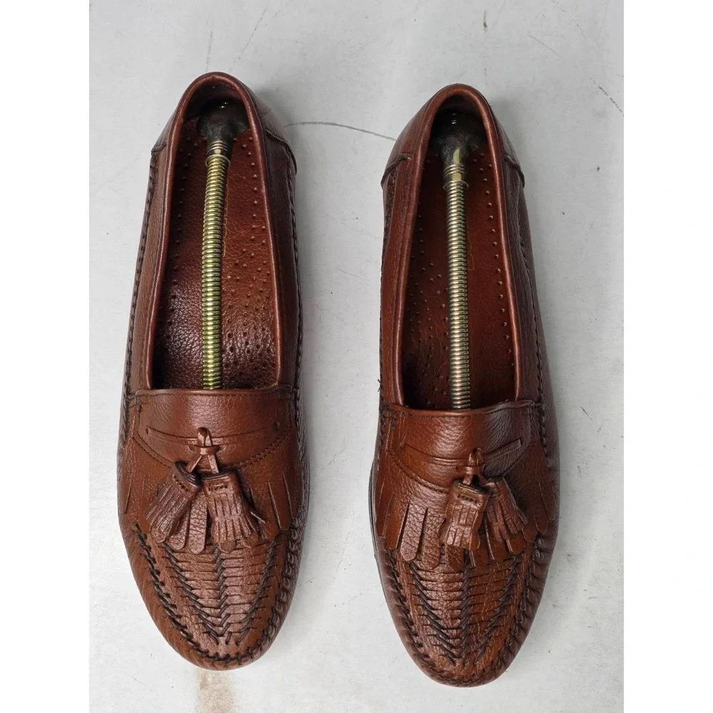 Dexter Shoes Men's Loafers Size‎ 9.5 M Brown Leather Tassel Kiltie Shoes USA VTG